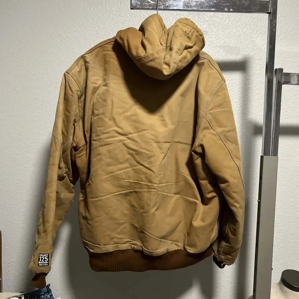 Carhartt Jacket USA MADE Duck Canvas Hooded Thermal Lined Vintage Large RN14806